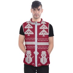 Christmas-seamless-knitted-pattern-background 001 Men s Puffer Vest