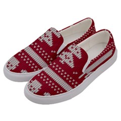 Christmas-seamless-knitted-pattern-background 001 Men s Canvas Slip Ons by nate14shop