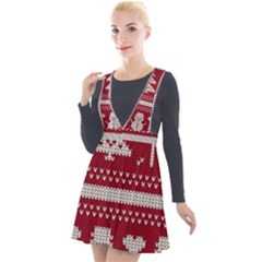 Christmas-seamless-knitted-pattern-background 001 Plunge Pinafore Velour Dress