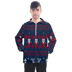 Christmas-seamless-knitted-pattern-background 003 Men s Half Zip Pullover by nate14shop