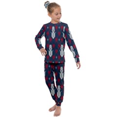 Christmas-seamless-knitted-pattern-background 004 Kids  Long Sleeve Set  by nate14shop