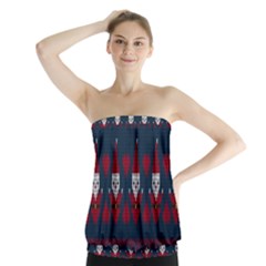 Christmas-seamless-knitted-pattern-background 005 Strapless Top by nate14shop