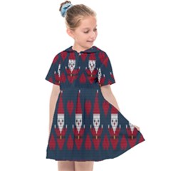 Christmas-seamless-knitted-pattern-background 005 Kids  Sailor Dress by nate14shop