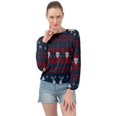 Christmas-seamless-knitted-pattern-background 005 Banded Bottom Chiffon Top