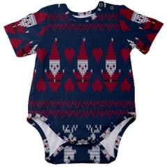 Christmas-seamless-knitted-pattern-background 005 Baby Short Sleeve Onesie Bodysuit