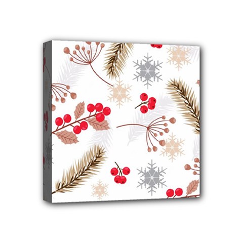 Christmas-seamless-pattern-with-fir-branches Mini Canvas 4  X 4  (stretched) by nate14shop