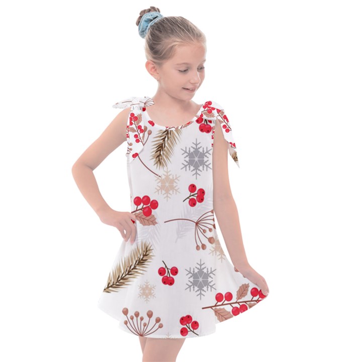 Christmas-seamless-pattern-with-fir-branches Kids  Tie Up Tunic Dress