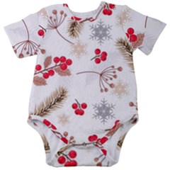 Christmas-seamless-pattern-with-fir-branches Baby Short Sleeve Onesie Bodysuit