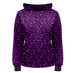 Small Bright Dayglo Purple Halloween Motifs Skulls, Spells & Cats On Spooky Black Women s Pullover Hoodie by PodArtist