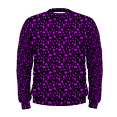 Small Bright Dayglo Purple Halloween Motifs Skulls, Spells & Cats On Spooky Black Men s Sweatshirt by PodArtist