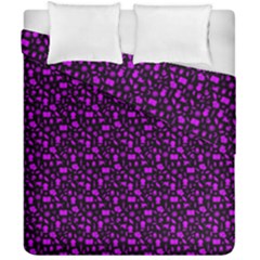 Small Bright Dayglo Purple Halloween Motifs Skulls, Spells & Cats On Spooky Black Duvet Cover Double Side (california King Size) by PodArtist