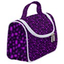 Small Bright Dayglo Purple Halloween Motifs Skulls, Spells & Cats On Spooky Black Satchel Handbag View2