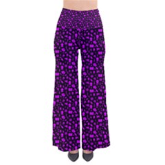 Small Bright Dayglo Purple Halloween Motifs Skulls, Spells & Cats On Spooky Black So Vintage Palazzo Pants by PodArtist