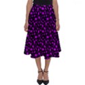 Small Bright Dayglo Purple Halloween Motifs Skulls, Spells & Cats On Spooky Black Perfect Length Midi Skirt View1