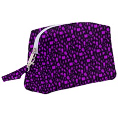 Small Bright Dayglo Purple Halloween Motifs Skulls, Spells & Cats On Spooky Black Wristlet Pouch Bag (large) by PodArtist