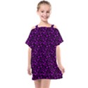 Small Bright Dayglo Purple Halloween Motifs Skulls, Spells & Cats On Spooky Black Kids  One Piece Chiffon Dress View1