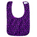 Small Bright Dayglo Purple Halloween Motifs Skulls, Spells & Cats On Spooky Black Baby Bib View1