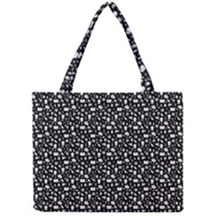 Small Bright White Halloween Motifs Skulls, Spells & Cats On Spooky Black  Mini Tote Bag