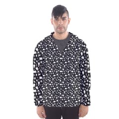 Small Bright White Halloween Motifs Skulls, Spells & Cats On Spooky Black  Men s Hooded Windbreaker