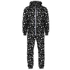 Small Bright White Halloween Motifs Skulls, Spells & Cats On Spooky Black  Hooded Jumpsuit (men)