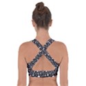 Small Bright White Halloween Motifs Skulls, Spells & Cats on Spooky Black  Cross Back Sports Bra View2