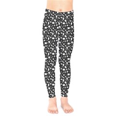 Small Bright White Halloween Motifs Skulls, Spells & Cats On Spooky Black  Kids  Leggings