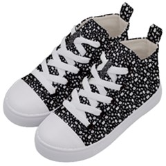 Small Bright White Halloween Motifs Skulls, Spells & Cats On Spooky Black  Kids  Mid-top Canvas Sneakers