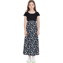 Small Bright White Halloween Motifs Skulls, Spells & Cats On Spooky Black  Kids  Flared Maxi Skirt by PodArtist