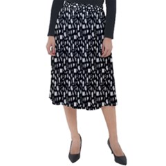 Small Bright White Halloween Motifs Skulls, Spells & Cats On Spooky Black  Classic Velour Midi Skirt 