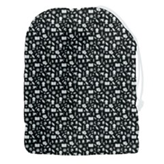 Small Bright White Halloween Motifs Skulls, Spells & Cats On Spooky Black  Drawstring Pouch (3xl)