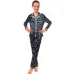 Small Bright White Halloween Motifs Skulls, Spells & Cats On Spooky Black  Kid s Satin Long Sleeve Pajamas Set