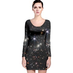 James Webb Space Telescope Deep Field Long Sleeve Velvet Bodycon Dress by PodArtist