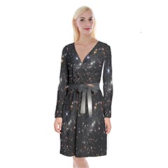 James Webb Space Telescope Deep Field Long Sleeve Velvet Front Wrap Dress by PodArtist