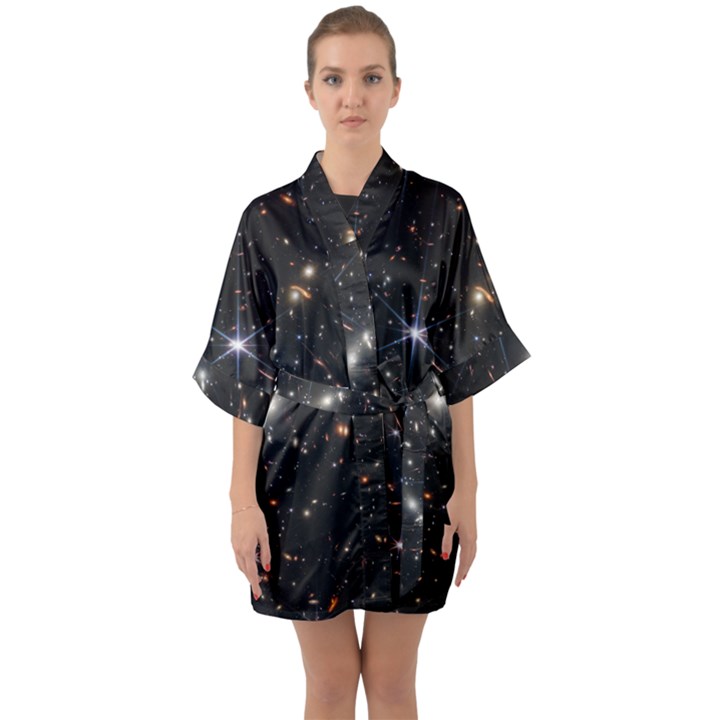 James Webb Space Telescope Deep Field Half Sleeve Satin Kimono 