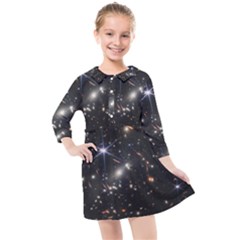 James Webb Space Telescope Deep Field Kids  Quarter Sleeve Shirt Dress by PodArtist