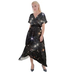 James Webb Space Telescope Deep Field Cross Front Sharkbite Hem Maxi Dress by PodArtist