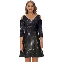 James Webb Space Telescope Deep Field Shoulder Cut Out Zip Up Dress by PodArtist