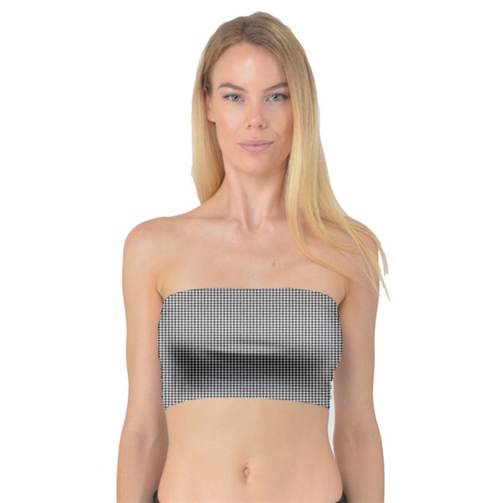 Small Soot Black and White Handpainted Houndstooth Check Watercolor Pattern Bandeau Top