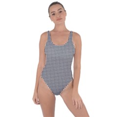 Soot Black And White Handpainted Houndstooth Check Watercolor Pattern Bring Sexy Back Swimsuit by PodArtist