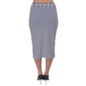 Soot Black and White Handpainted Houndstooth Check Watercolor Pattern Velvet Midi Pencil Skirt View2