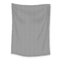 Soot Black And White Handpainted Houndstooth Check Watercolor Pattern Medium Tapestry