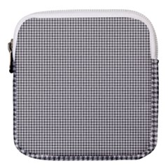 Soot Black And White Handpainted Houndstooth Check Watercolor Pattern Mini Square Pouch by PodArtist