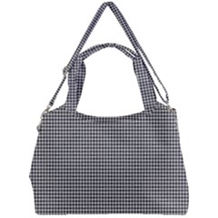 Soot Black And White Handpainted Houndstooth Check Watercolor Pattern Double Compartment Shoulder Bag by PodArtist