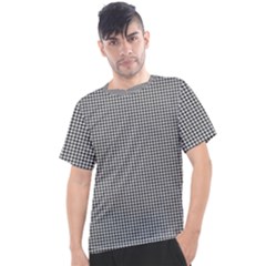 Soot Black And White Handpainted Houndstooth Check Watercolor Pattern Men s Sport Top by PodArtist