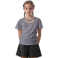 Soot Black And White Handpainted Houndstooth Check Watercolor Pattern Kids  Front Cut Tee by PodArtist