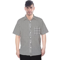 Soot Black And White Handpainted Houndstooth Check Watercolor Pattern Men s Hawaii Shirt