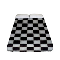 Large Black And White Watercolored Checkerboard Chess Fitted Sheet (full/ Double Size) by PodArtist