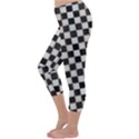 Large Black and White Watercolored Checkerboard Chess Capri Winter Leggings  View2