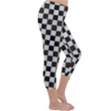 Large Black and White Watercolored Checkerboard Chess Capri Winter Leggings  View3