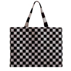 Large Black And White Watercolored Checkerboard Chess Zipper Mini Tote Bag by PodArtist